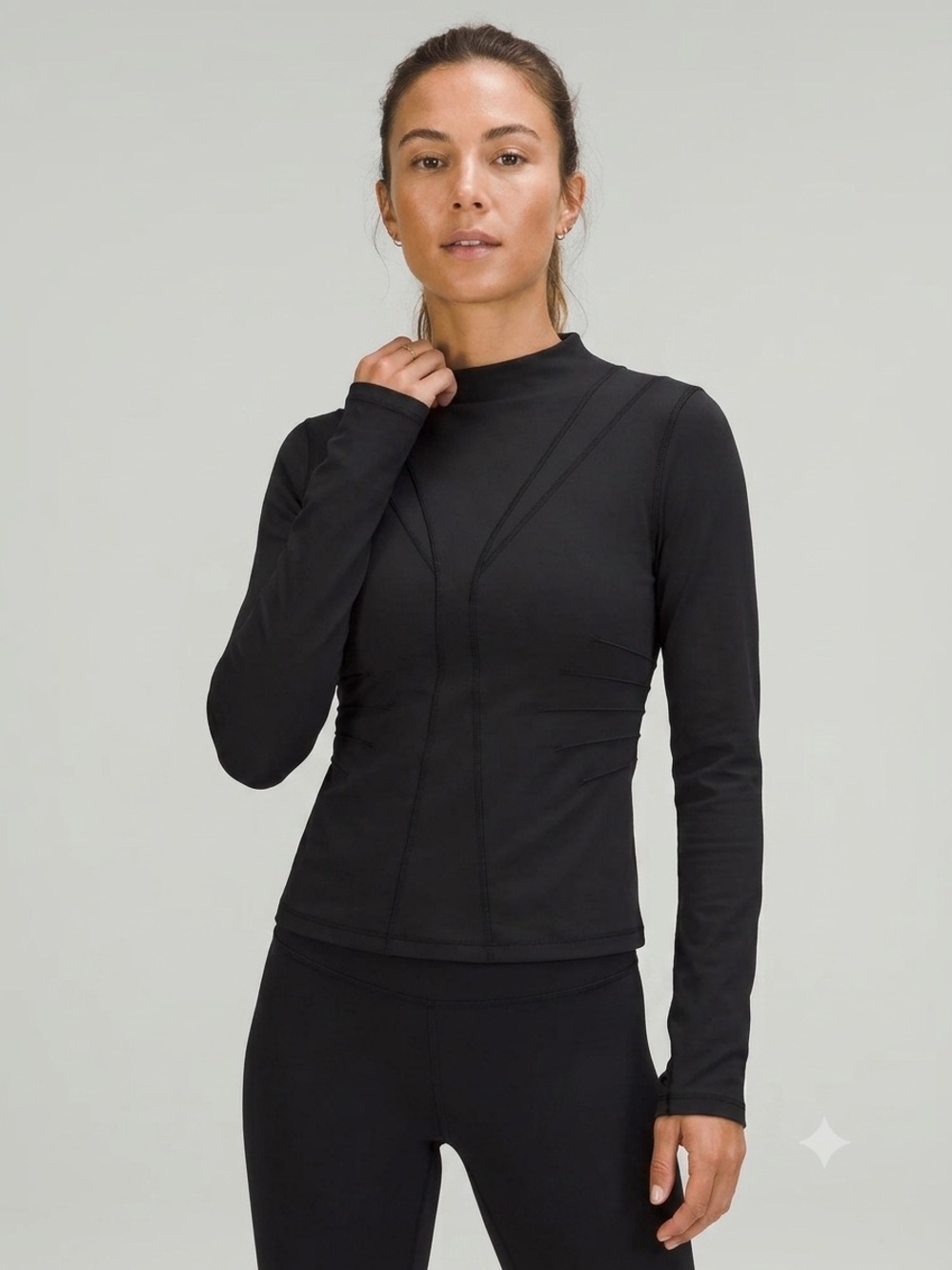Lululemon Black Long Sleeve Performance Top Size 10 Thumbholes Hidden Pockets